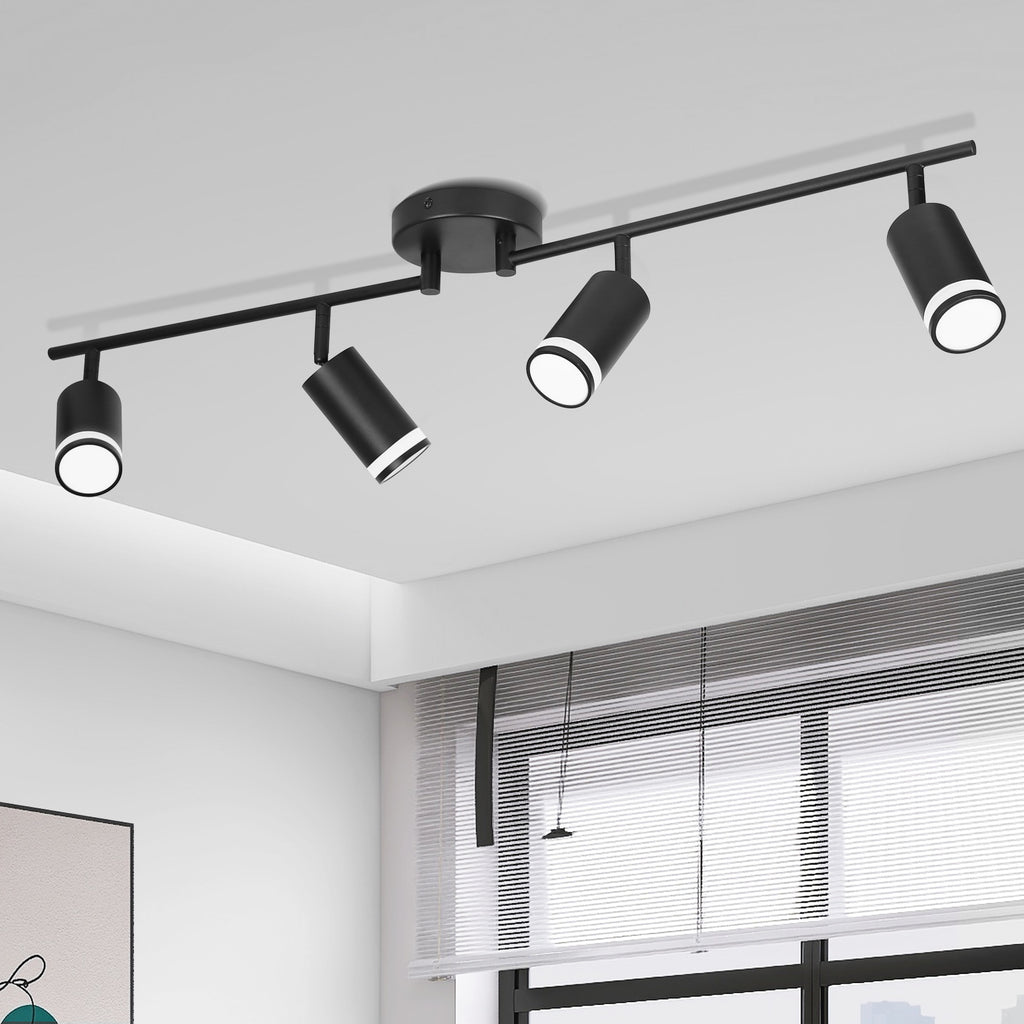 GU10 LED Spotlight Black Track Fixture Ceiling Light Rotatable 6 Heads Protective Lamp Decor Indoor for Living Room Track Light