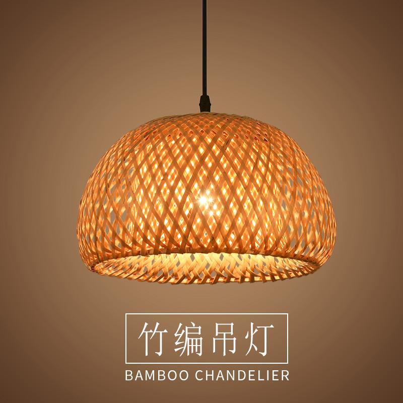 Bamboo Lantern Pendant Lamp Natural Rattan Wicker E27 LED Chandeliers Hand-Woven Lampshades Lighting Fixture Hanging Light