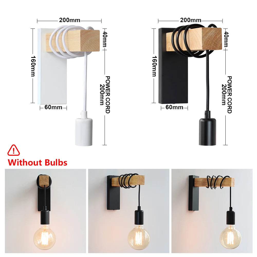 LED Wall light Sconces Fixtures 110V/220V E27 Iron Retro LED Wall Lamps Indoor Lamp Kitchen Bedside Living Room Bedside Lamp