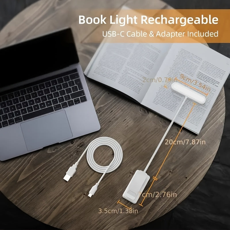 1 pcs USB Rechargeable Book Light 3 Color Adjustable LED Reading Lamp with Clamp Eye-Care Night Light for Bed, Study Desk