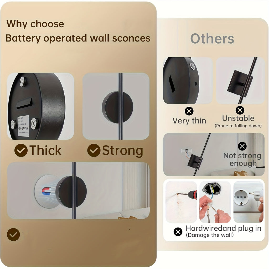 1pc rechargeable wall lights battery operated wall sconce Wireless LED light 5v with remote control bedroom living room