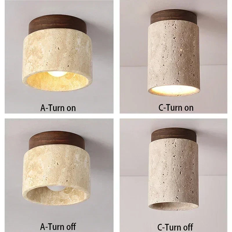 Modern Stone Travertine Ceiling Lamp Bedroom Corridor Flush Mount Foyer Hallway Staircase Indoor Lighting Fixture Ceiling Light