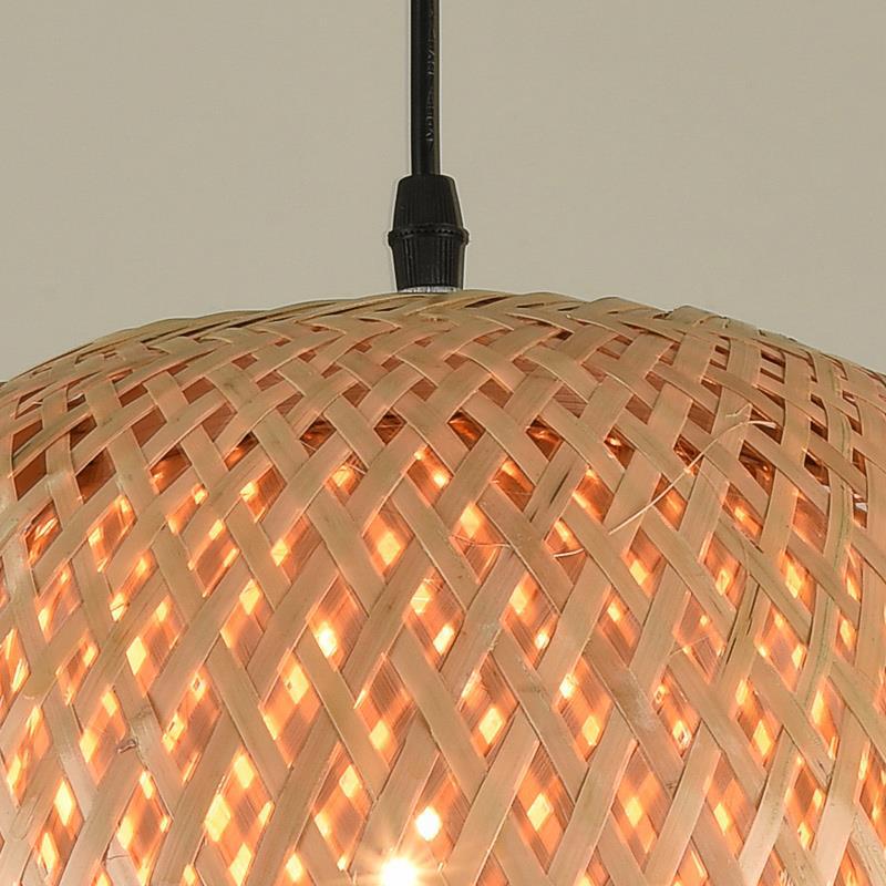 Bamboo Lantern Pendant Lamp Natural Rattan Wicker E27 LED Chandeliers Hand-Woven Lampshades Lighting Fixture Hanging Light