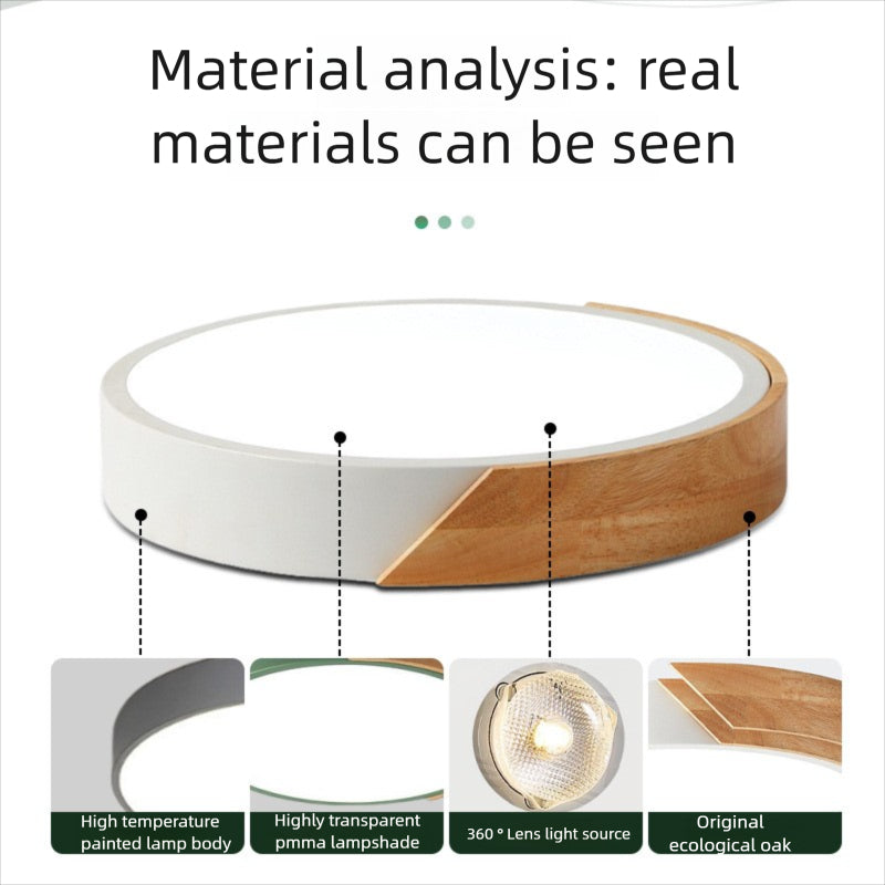 Nordic LED Ceiling Light Wooden Macaroon Circular Ceiling Lamp Modern Simple Bedroom Balcony Study Home Decor Lighting