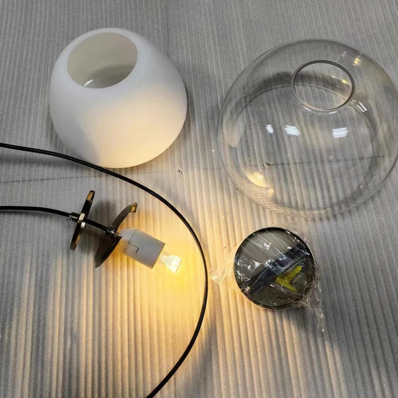 Nordic Design Glass Pendant Lamp for Simple Living Dining Room Bedroom Double Glass Hanging Lighting Indoor Lighting Fixture