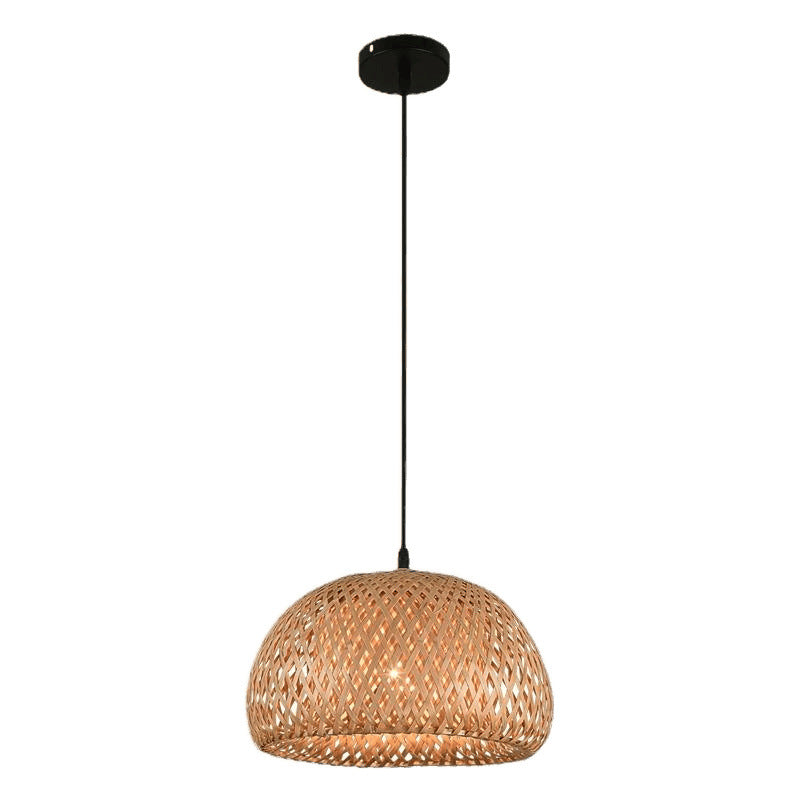 Bamboo Lantern Pendant Lamp Natural Rattan Wicker E27 LED Chandeliers Hand-Woven Lampshades Lighting Fixture Hanging Light